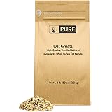 PURE Oat Groats (5 lbs) Whole, Uncut & Hulless, High-in-Protein Oat Kernels (¼ Cup Serving)