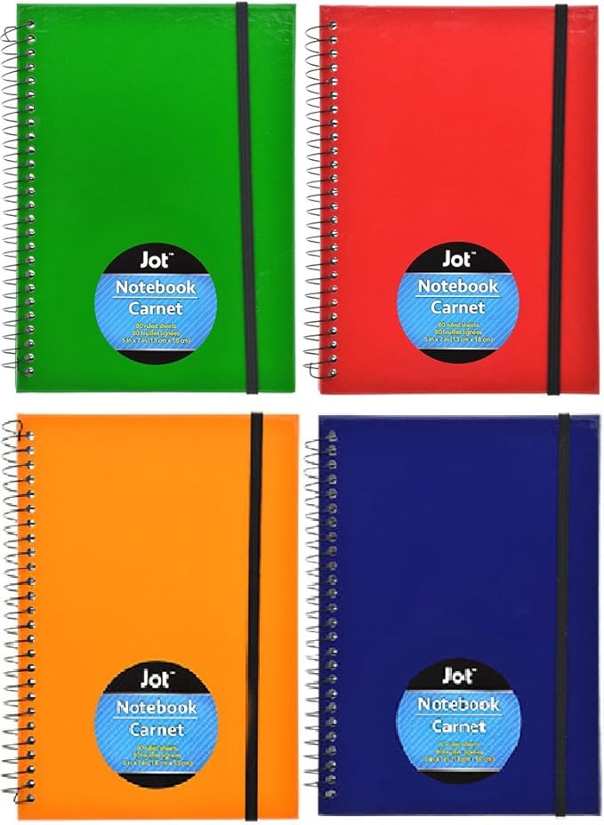 Jot Hard Cover Spiral Mini Notebook 5'x7' 80 ruled