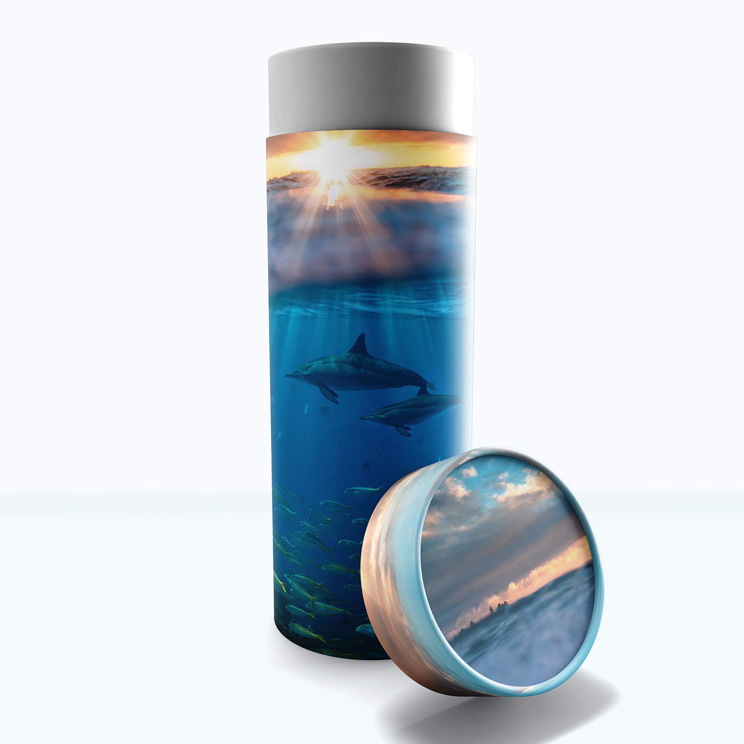 Divine Dolphins Scattering Tubes for Human Ashes TSA Approved Scattering Urn and Eco-Friendly Biodegradable Urns for Human Ashes & Biodegradable Urn for Burial at Sea