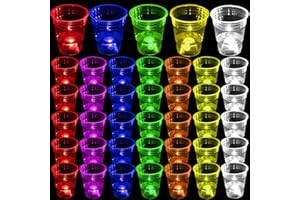 mishunyus 40 Pcs Glow Party Cups,16 oz Plastic Cup Favors for Neon Party Supplies Decoration,Glow In The Dark Cups Neon Party,20th 30th 40th 50th 60th Birthday Party, 7 Colors