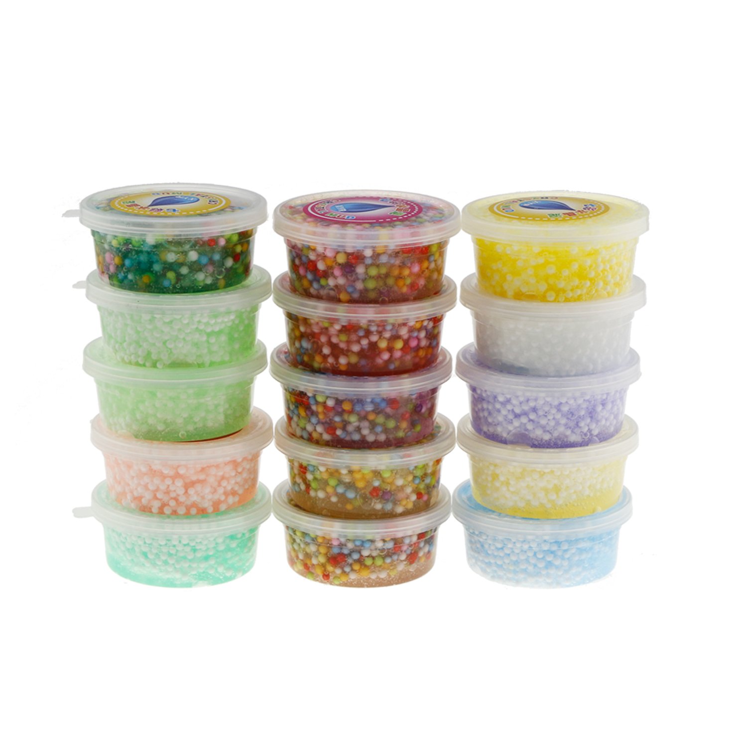 Slime Storage Jars - 15 Pack Foam Ball Storage Containers with Lids for All Your Glue Putty Making