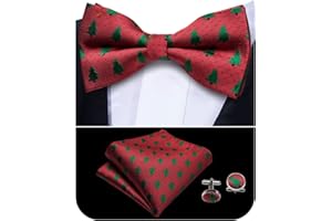 YOHOWA Mens Bow Tie Set Paisley Coloful Pre-tied Bowties Adjustable with Handkerchief Cufflinks Wedding Prom Party