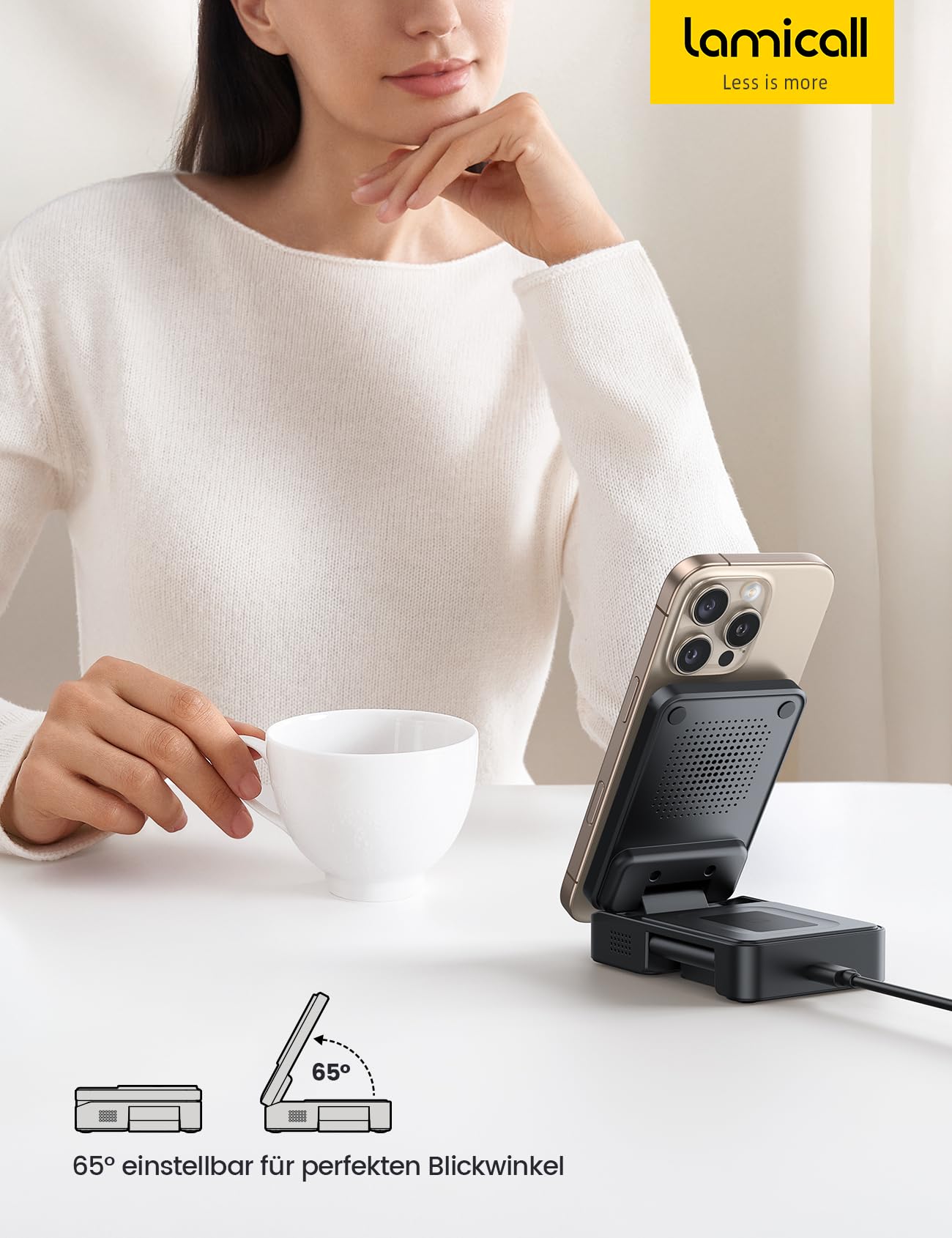 Lamicall 3 IN 1 Ladestation für MagSafe Ladegerät - [Faltbar & Tragbar] Kabellose induktive Ladestation Apple Watch und iPhone, Reisen Wireless Charger für iPhone 17/16/15/14 Pro Max Plus Air, AirPods 7