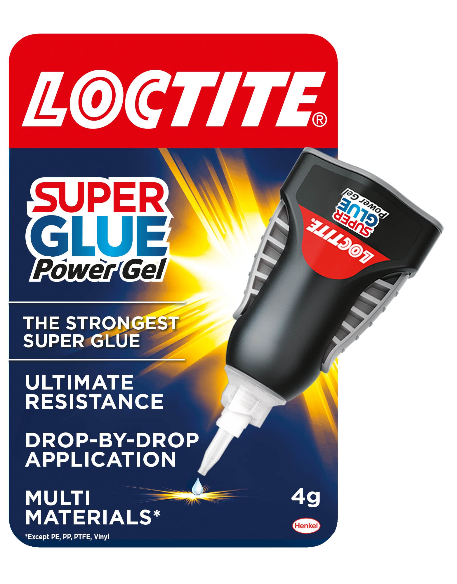 Loctite Super Glue Power Gel 1x4g – Clear, Flexible, Non-Drip Adhesive for Vertical Surfaces & Precise Repairs on Wood, Rubber, Leather, Glass & other Materials