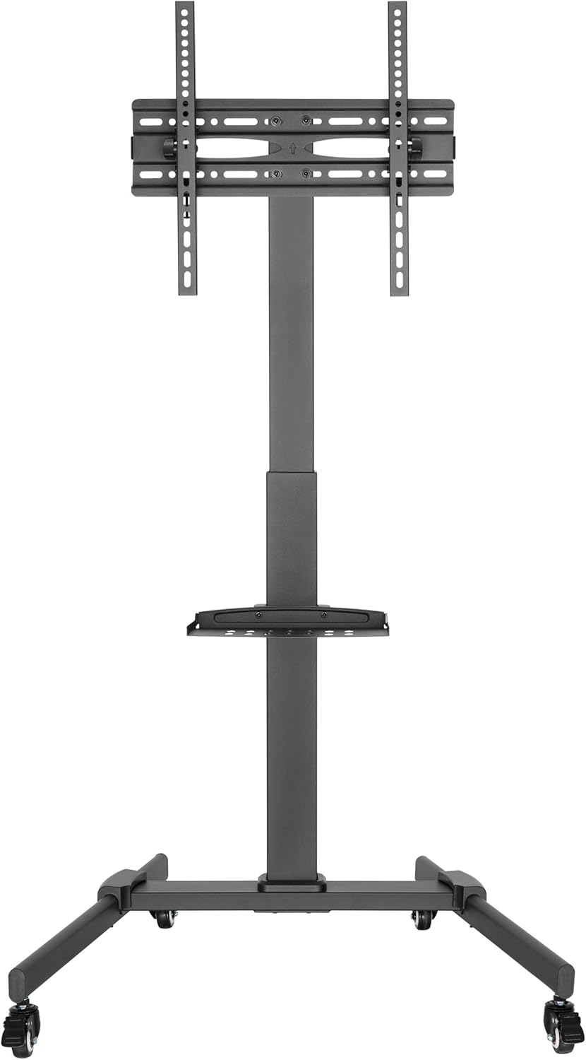 Rolling Tv Stand, Mobile Tv Stand with Quick-Release Spring Lock Mount for 32-55 inch LCD LED Plasma Flat Screens w/ Adjustable AV Shelf and Locking Wheels: Electronics