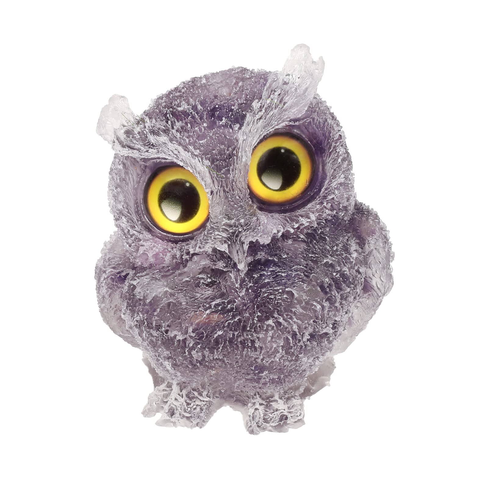 KYEYGWO Amethyst Cute Crystal Owl Figure Ornaments Decorative Resin Bird Statues for Home Office Table Mini Stone Animal Sculpture Talisman Micro Landscape