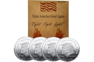 ARYITEN Trump 2025 Silver Coins Fighting for America, Donald-Trumps Coins Save America, Make America Great Again(MAGA), 40mm Silver Plated Commemorative Coins Gift, Trump Merchandise