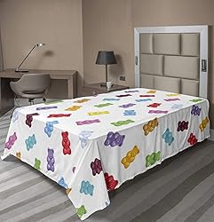 Ambesonne Dessert Flat Sheet, Vibrant Colored Gummy