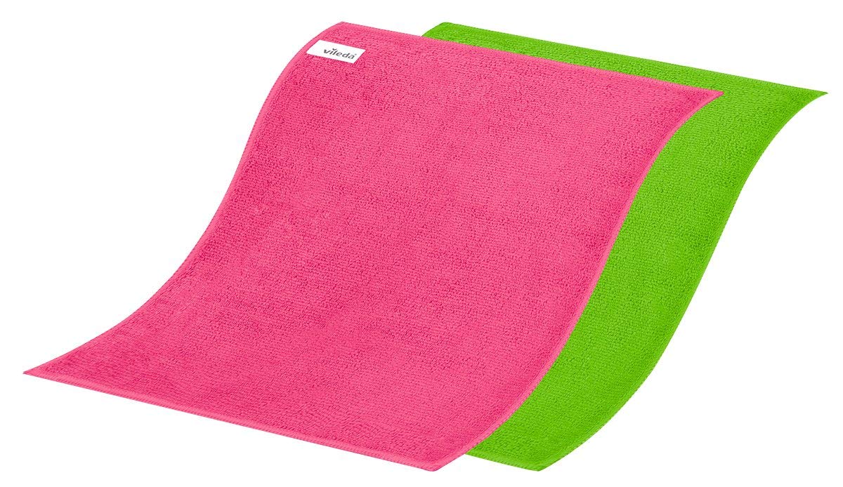 Vileda Colors Housewares, 80% Polyester, 20% Polyamide, Green/Pink, 2 x 27 x 30 cm, 2 Units