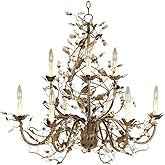 Maxim Elegante-9 Light 2-Tier Chandelier in Leaf style-29 Inches Wide by 30.5 inches high-Etruscan Gold Finish -Traditional