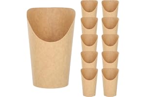 VANZACK 100pcs Disposable Kraft Paper Snack Holders 12oz French Fries Cups Food Packing Containers