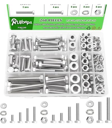 Nuts And Bolts Assortment Kit SANJODS Hex Head , Stainless Steel
