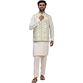 Pro-Ethic Style Developer Mens Cotton Printed Kurta Trouser Set With Waistcoat (Nehru Jacket) (C-128)