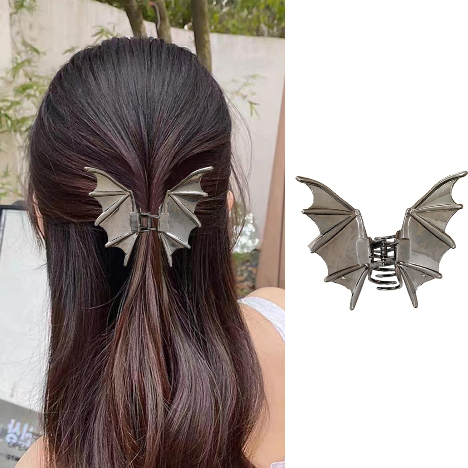 Photo 1 of Halloween Bat Hair Claw Clips for Women - Black Metal Non-Slip Jaw Clips With Bat Shape Designs - Horror Hair Accessories