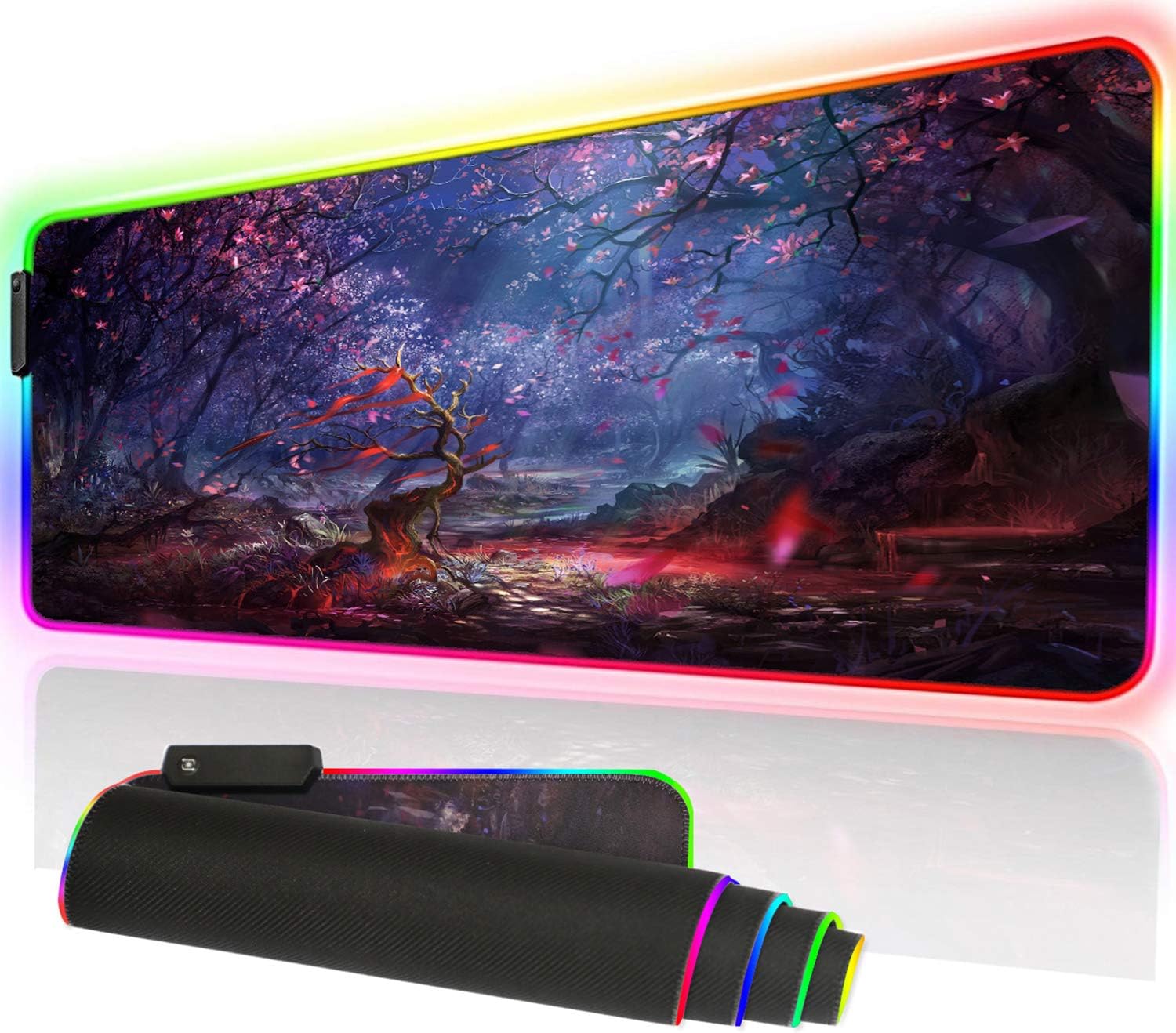 Large Gaming Mouse Pad 35.4 x 15.7 Inch Non-Slip Rubber Base Stitching edge Desk Pad for Gaming or Office work (90x40 FGsenlin)