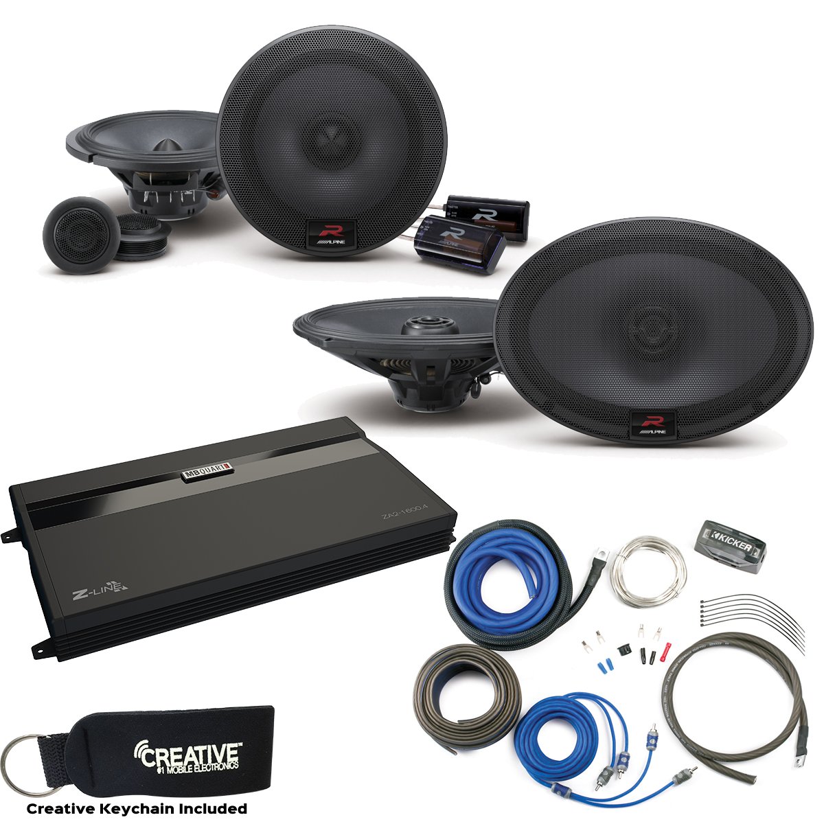 安い購入 Alpine R S65 C 6 5 コンポーネントスピーカー R S69 6 X 9 同軸スピーカー Mb Quart Za2 1600 4 4チャネルamp 配線キット B077v3rqvj 保障できる 90a3acu P1ai