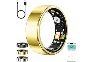 ZBNMY Smart Ring for Women Men,Fitness Tracker Ring with Heart Rate, Sleep Monitoring, Blood Oxygen, Step Counting for iOS and Android, No Subscription Fee, Waterproof, Valentines Day Gifts(Gold, 9)