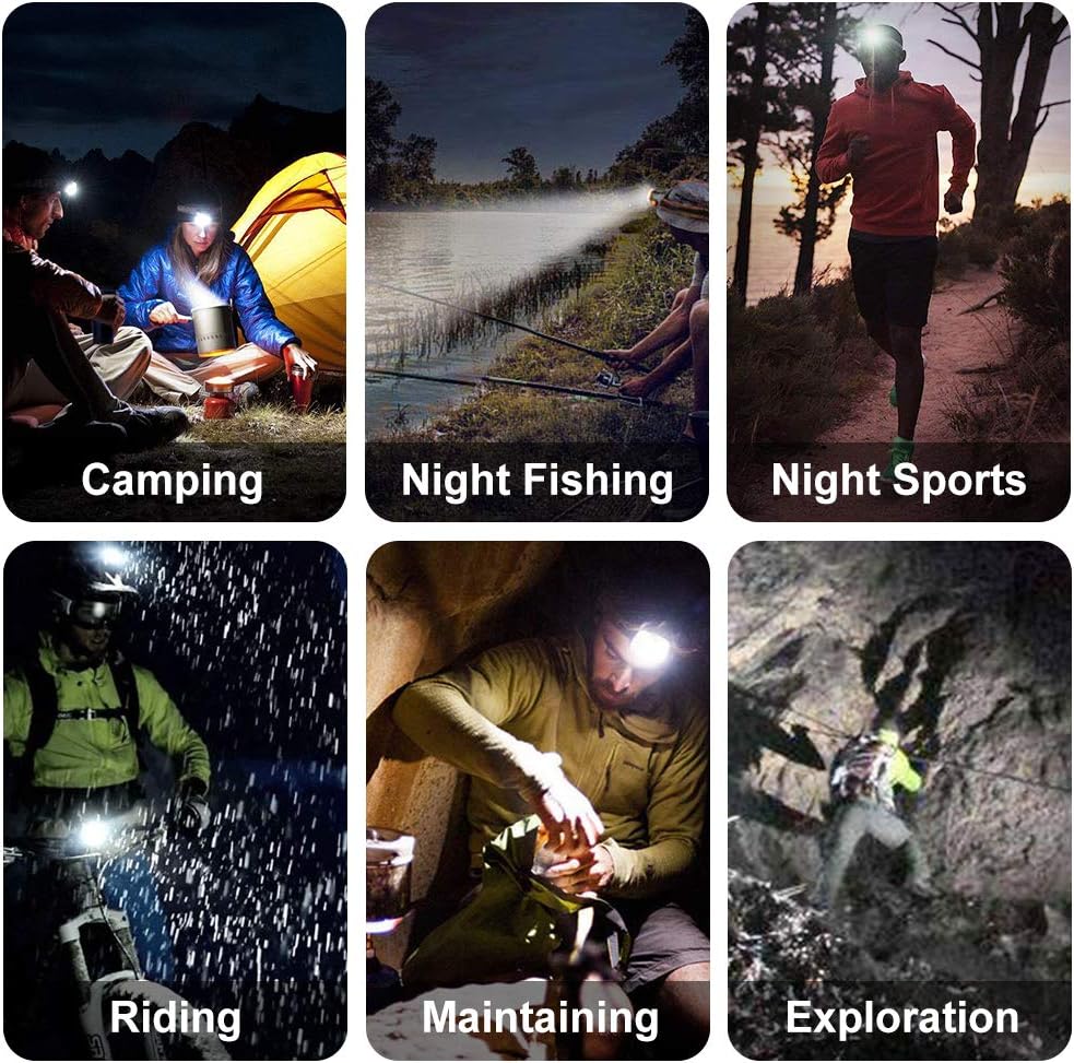 SYOSIN Headlamp Flashlight, 2 Pack Lightweight Headlight, USB Rechargeable Super Bright Waterproof Head Lamp for Camping, Cycling, Climbing, Hiking, Fishing, Night Reading, Running: Home Improvement