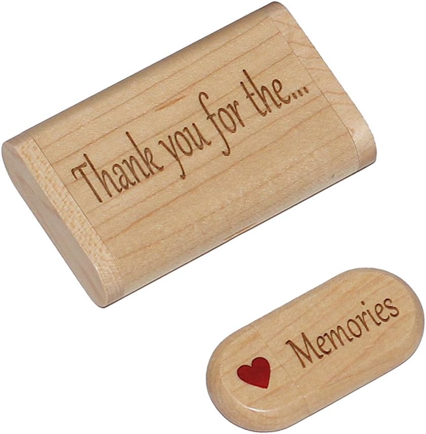 Wood 16gb Flash Drive Gift with Display Box Thank You for The.Memories 2.0 Gift USB with Bow-Tied Gift Box