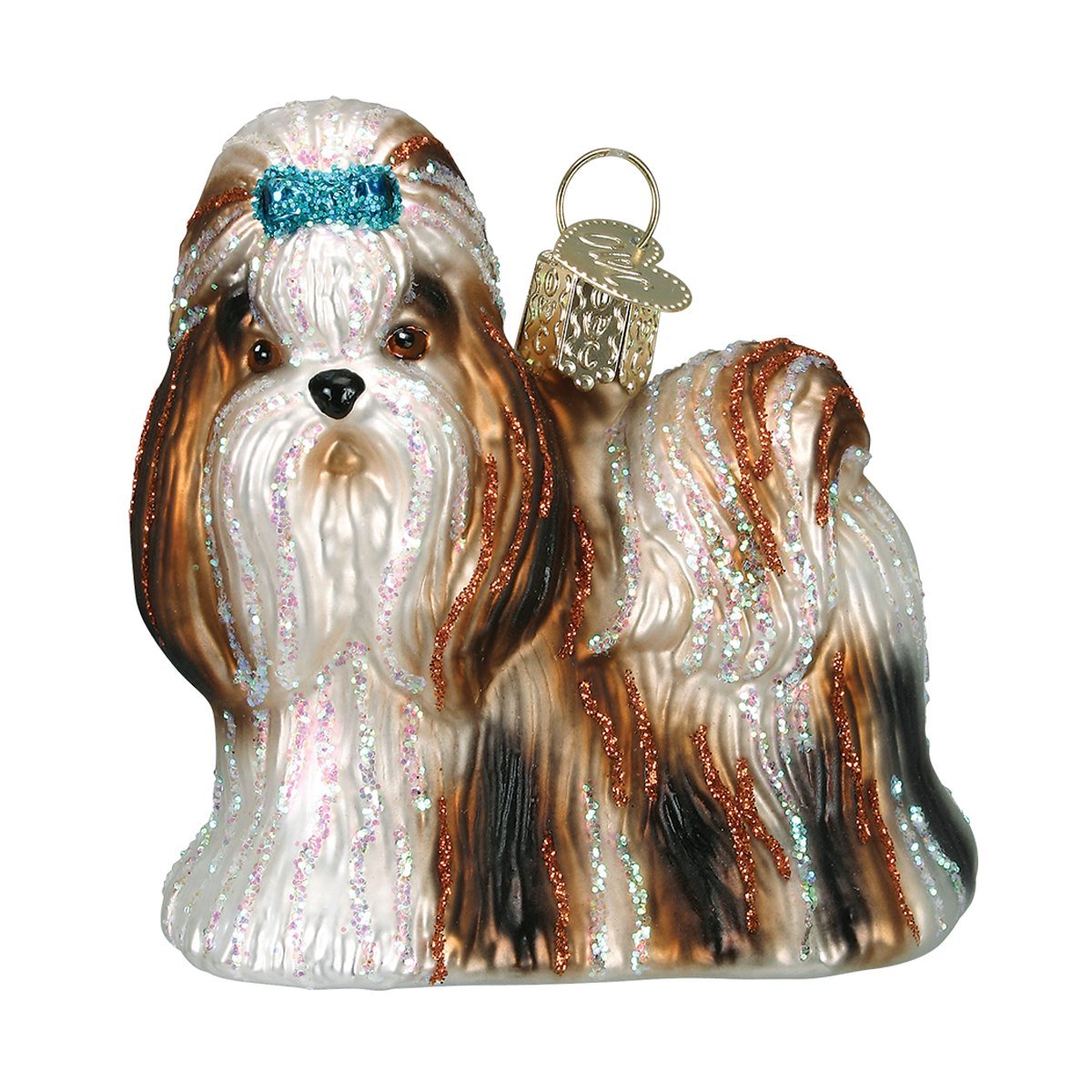 Old World Christmas 12172 Ornaments: Dog Collection Glass Blown Ornaments for Christmas Tree, Shih Tzu, Brown