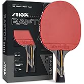 STIGA Pro Carbon + Raptor Performance-Level Ping Pong Paddle | 7-Ply Blade with Flared Handles, 2mm Sponge for Enhanced Control and Speed, Carbon Technology for Tournament Play