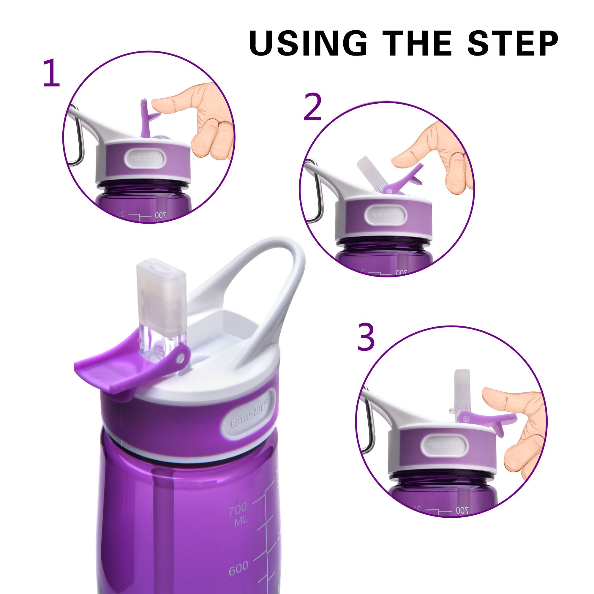 School Water Bottle with Straw Handle BPA Free Leak Proof Tritan Material for Exercise Travel Camping Picnic and More 28oz (Violet)