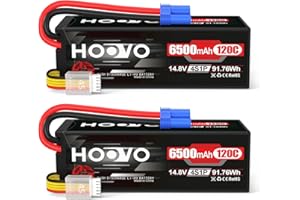 HOOVO 4S Lipo Battery, 14.8V 6500mAh 120C RC Car Battery, Hard Case with EC5 Plug, Compatible with 1/8 and 1/10 Scale RC Vech