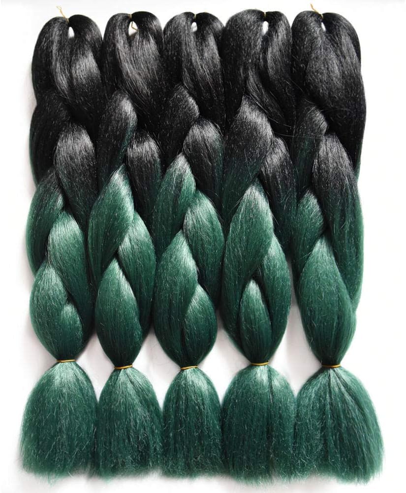 Ombre Braiding Hair Kanekalon（5 packs,100g,24") Jumbo Box Braid Crochet hair for Black Women Crochet Braids Synthetic Hair Extensions