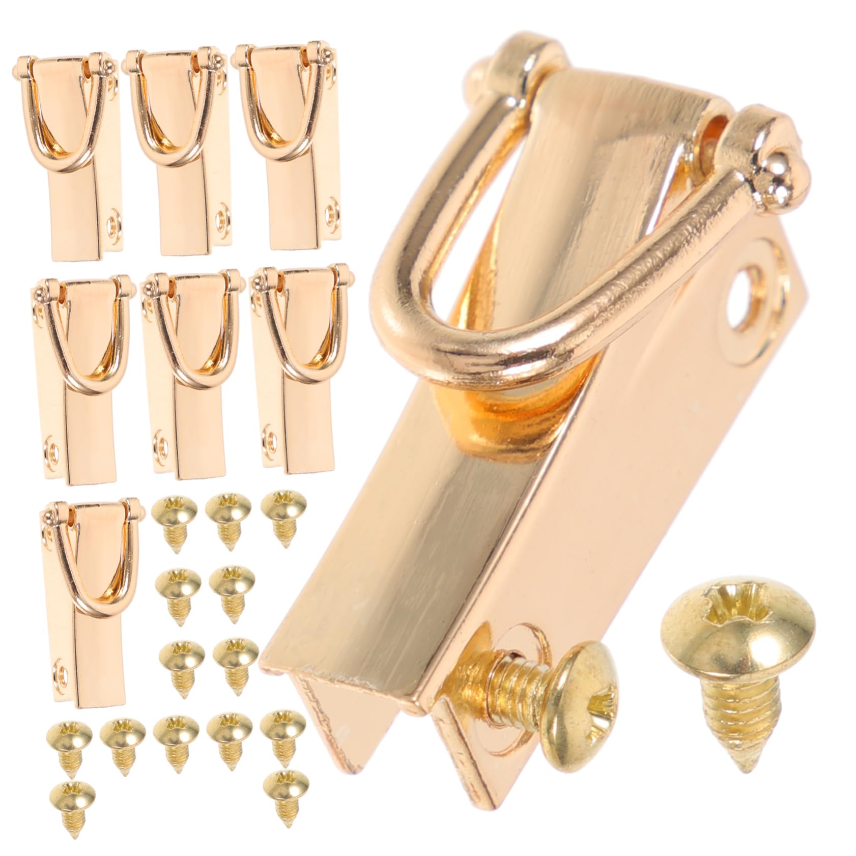 NUOBESTY 8Pcs Rotatable Metal D Rings with Screws for Purse Bag Making, Handbag Straps, Wallets, Pet Leashes, Golden Zinc Alloy