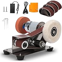 FormiPow Mini Belt Sander, 7-Speed Adjustable Electric Knife Sharpener & Polisher, 15° Bench Grinder with 30 Sanding Belts, 9