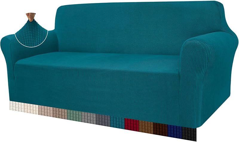 Granbest High Stretch 4 Seater Sofa Cover Blackish Green Jacquard Spandex Non