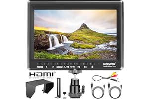 Neewer F100 7inch Camera Field Monitor HD Video Assist IPS 1280x800 HDMI Input 1080p with Sunshade and Ball Head for DSLR Cameras, Handheld Stabilizer, Film Video Making Rig (Battery Not Included)