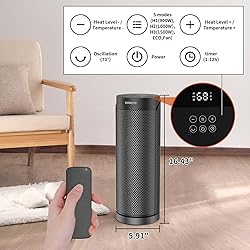 Portable Space Heater for Indoor Use with Remote
