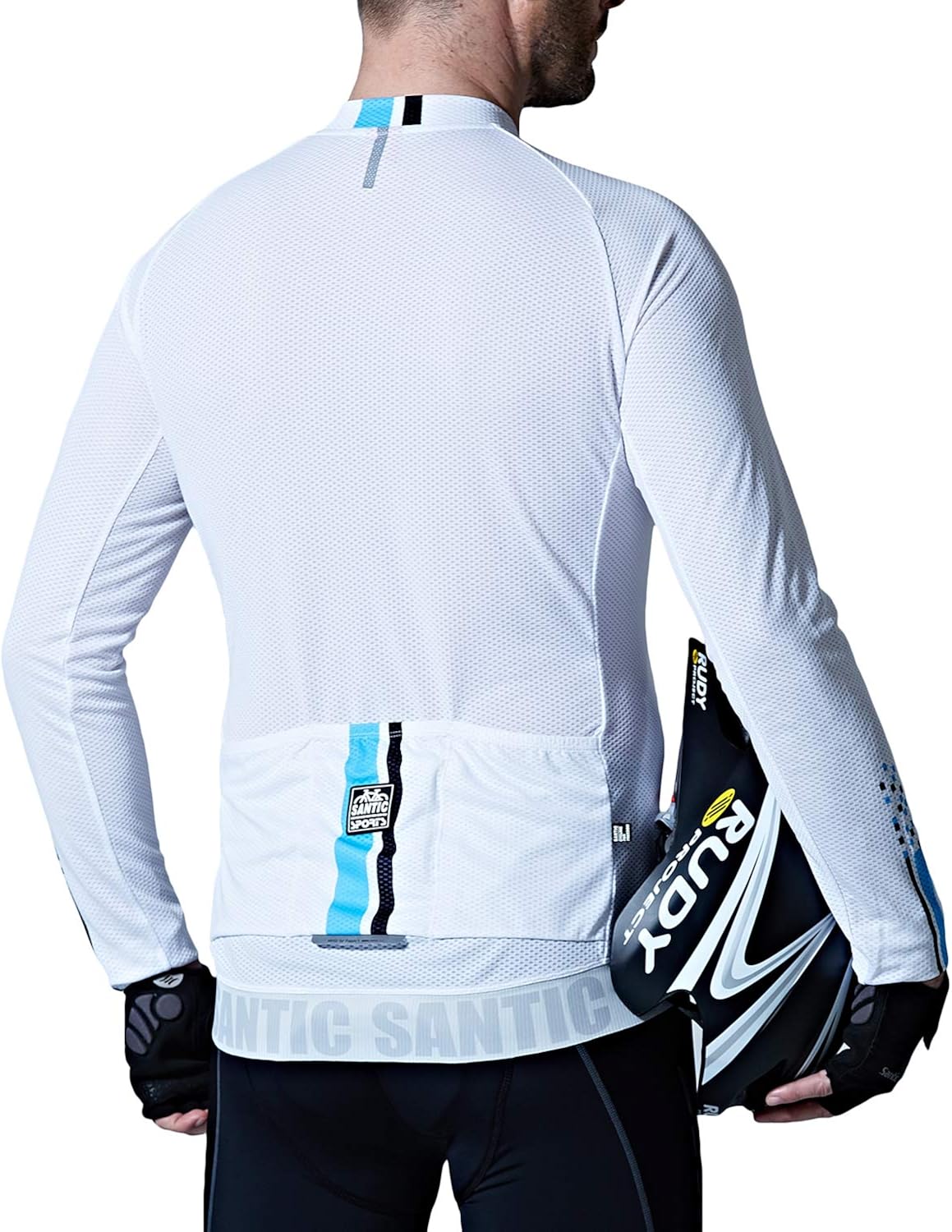 Santic Cycling Jersey Men's Long Sleeve Bike Reflective Full Zip Bicycle Shirts with Pockets : Clothing