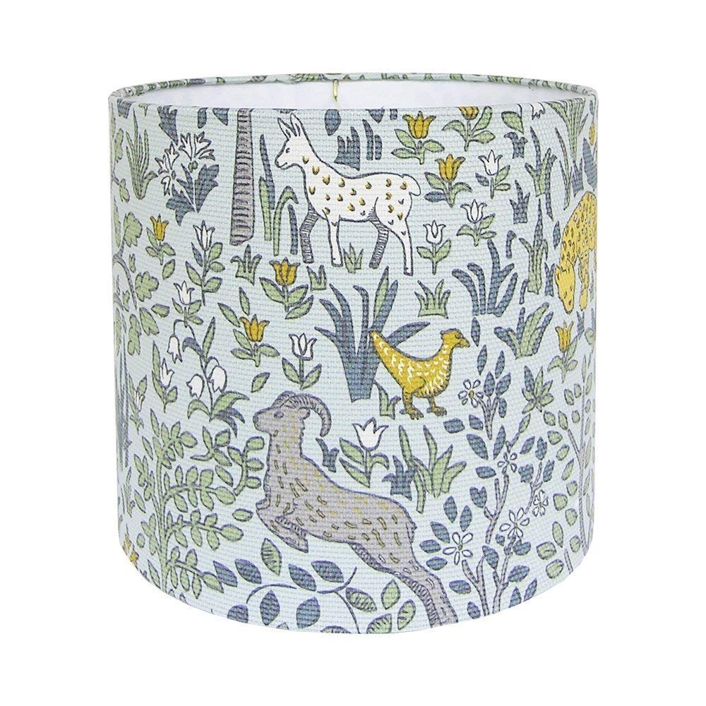 Blue Lamp Shade with Animals, Woodland Nursery Decor, Small