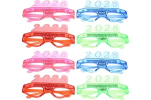 JOINPAYA 8pcs 2026 LED Party Glasses Glow in the Dark Eyewear New Year Light Up Glasses for Birthday Carnival