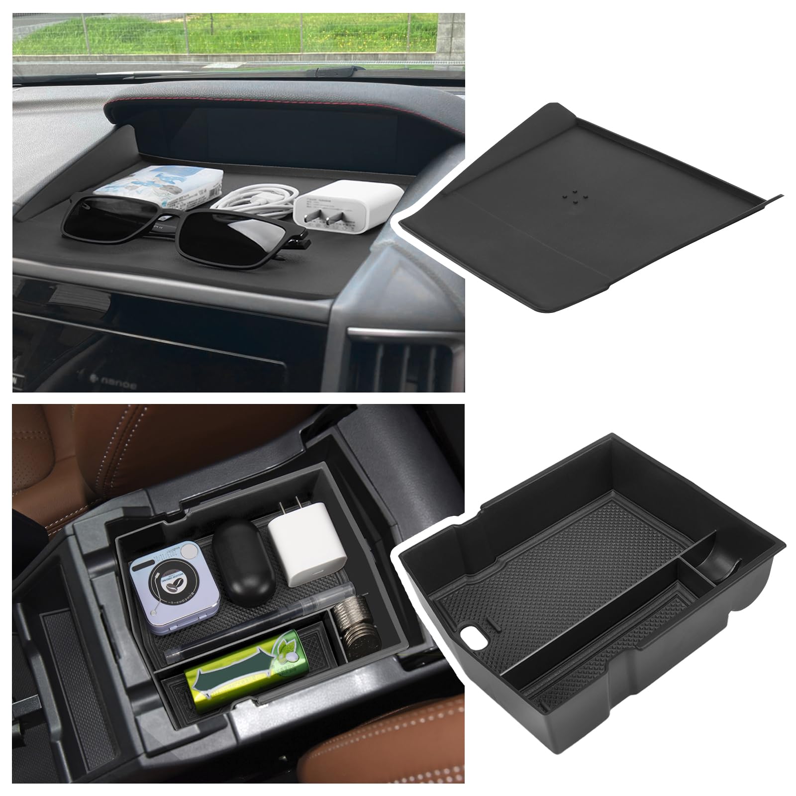 Photo 1 of Neepiar Center Console Organizer Tray and Dashboard Non-Slip Mat Compatible with Subaru Forester 2024-2019 Upgraded Easier to Remove Armrest Storage Box Dash Anti Dust Mat Interior Accessories