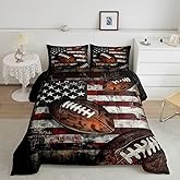 Feelyou Football Comforter Set Full Size Kids American Flag Comforter for Boys Girls Teens Rugby Gaming Sports Bedding Set Sports Theme Quilt Set