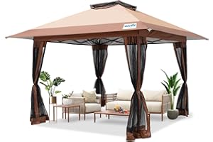 Quictent 13'x13' Pop up Gazebo Canopy Tent, One Person Set up Portable Instant Folding Shelter, Outdoor Canopy Tent with Extra Shade for Backyard, Patio, Party