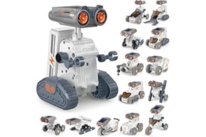 ENJOYFLY 14-in-1 Education Solar Power Robot, Erector Kit STEM Gift Toys for Boys Age 8-12, DIY Educational Science Building Toy, Solar or Battery Powered Robotic Set for Children Birthday with 191Pcs