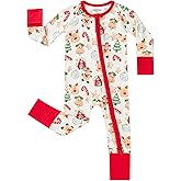 pureborn Baby Boys Girls Sleeper Viscose from Bamboo Pajamas 2-Way Zipper Snug Fit Sleepwear Merry Christmas 0-3 Months
