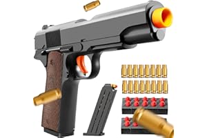 SERFIMAN Soft Bullet Foam Shell ejecting Blasters Pellet Ball Pistol Realistic Toy Dart Hand Gun Cool Stuff That Look Real Fake Model Stress Shot for Age Year Old Boy Teen Teenager Gift Idea