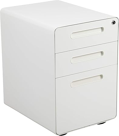 Flash Furniture 3 Drawer Mobile Filing Cabinets White 21 L X 16 W X 24 H Amazon Co Uk Office Products