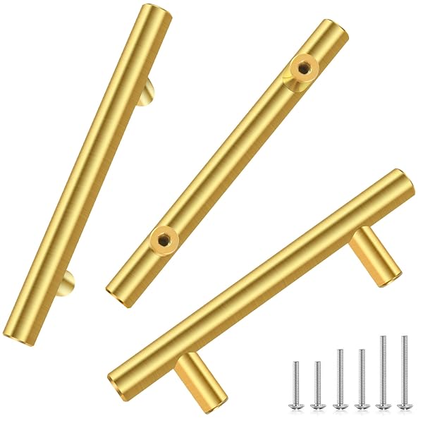 30 PACK 5 INCH BRUSHED BRASS CABINET PULLS...