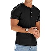Sailwind Mens Muscle Slim Henley Shirts Short Sleeve Athletic T-Shirts Cotton Summer Button Tees