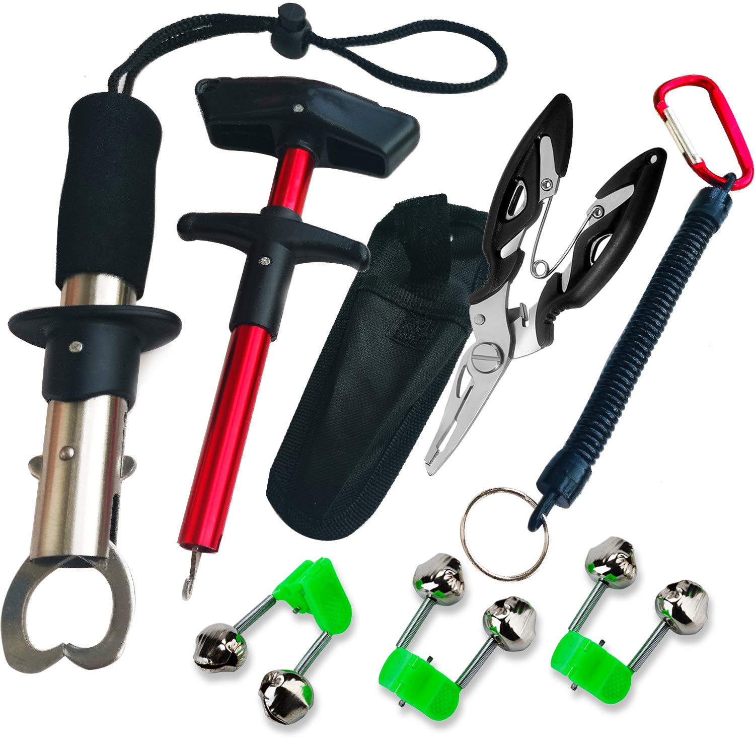 SPROUTER Fishing Tool Set Portable Fishing Pliers, Easy Fishhook Remover Squeeze-Out Fishhook Separation, Stainless Steel Fish Lip Gripper, Anti-Lost Coiled Lanyard Pliers Combo Kit, Gift for Men