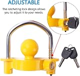 Tevlaphee Trailer Lock Hitch Coupler with 2 Keys Yellow Aluminum Alloy Heavy view 4