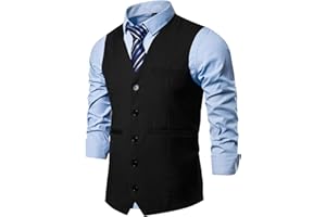 AOYOG Mens Formal Business Suit Vests 5 Buttons Regular Fit Waistcoat for Suit or Tuxedo