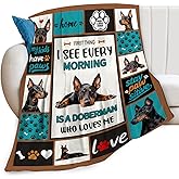 Lovira Doberman Throw Blanket Dog Print Blankets Gifts for Couch Sofa Bed Stuff Decor Lightweight Soft Cozy Fleece Plush Warm Flannel Bedding for Lover Men Women 40"x50"