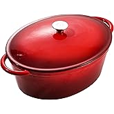 Vivicreate 9.6 QT enamel cast iron dutch oven, red gradient color,cast iron pot (9.6 QT)